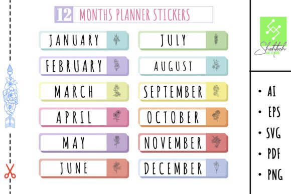 Download SVG Months Planner Stickers, to Do List - Premium Resources